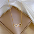 Hot Fashionable Gold Plated Stainless Steel Chain Crystal 8 Infinite Pendant Necklace for Women Girls