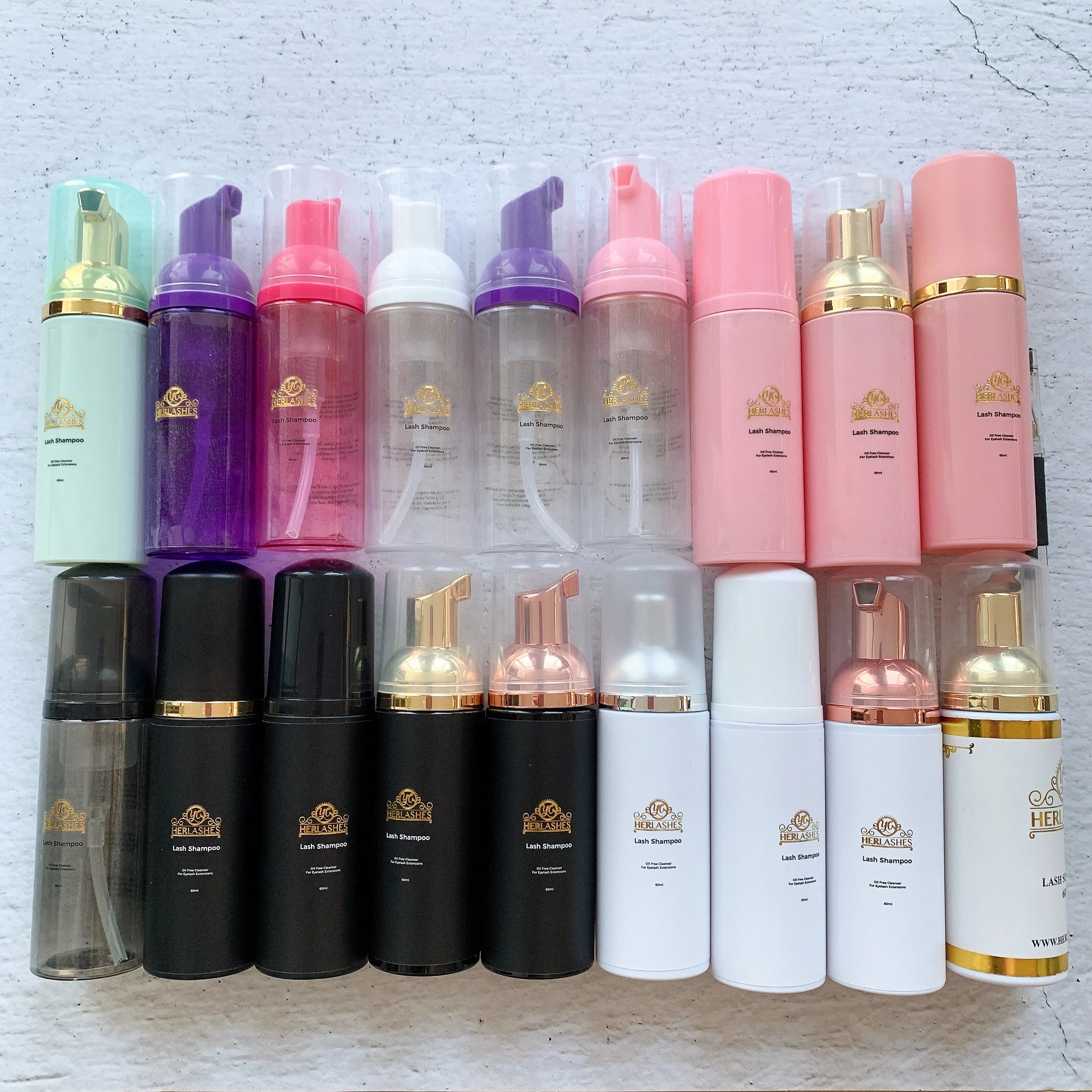 60ml Custom Cleanser Lash Foam Shampoo Bottle Tear Free Lash Shampoo With Brush  Black clear Lash Shampoo Bottle