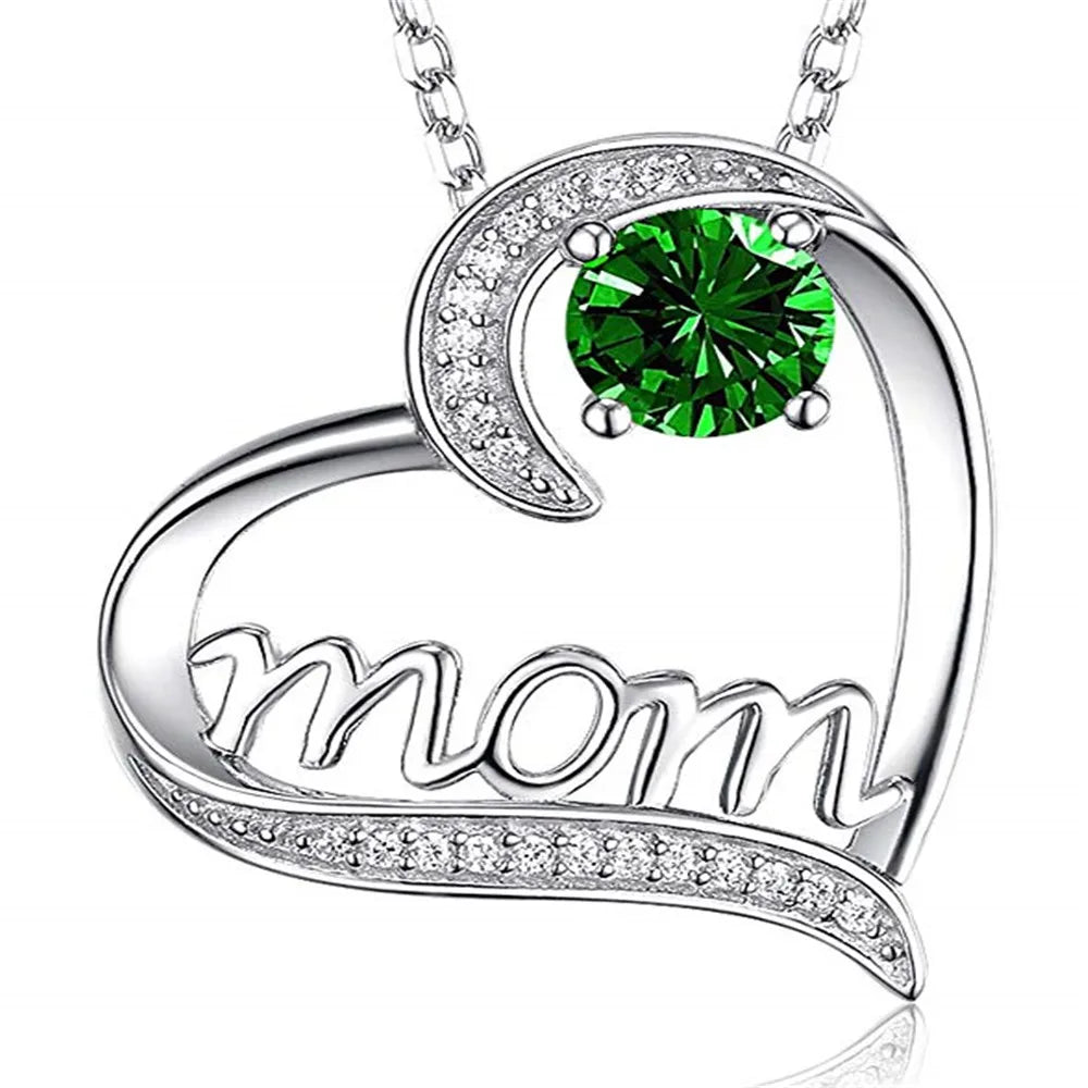 Huitan Sweet Hollow Heart Mother's Gifts Lovely Pendant Necklace Women Lady Wholesale Hot Colorful CZ Silver Heart Necklaces