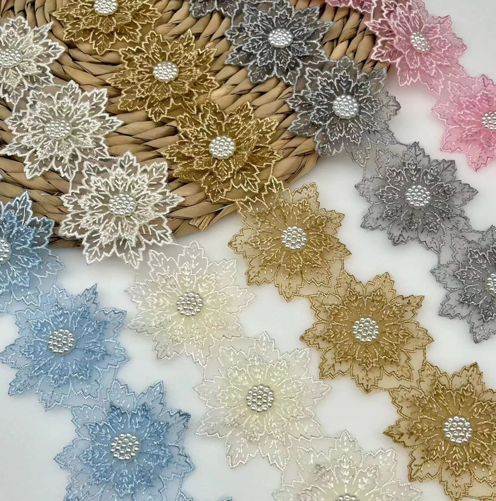 New Multi Color Double Layer Organza 3D Flower for Dress Curtains DIY Accessories Lace