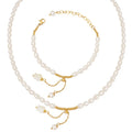 Stainless Steel Gold Irregular Pearl Chain Bracelet Necklace Set Titanium Steel PVD Personalized Freshwater Pearl Necklace