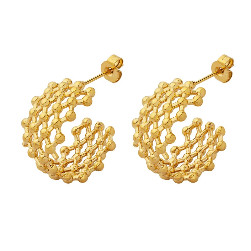 Factory Direct Sales Dream Catcher C-shaped Earrings Friendship Stainless Steel Non Fading Earrings