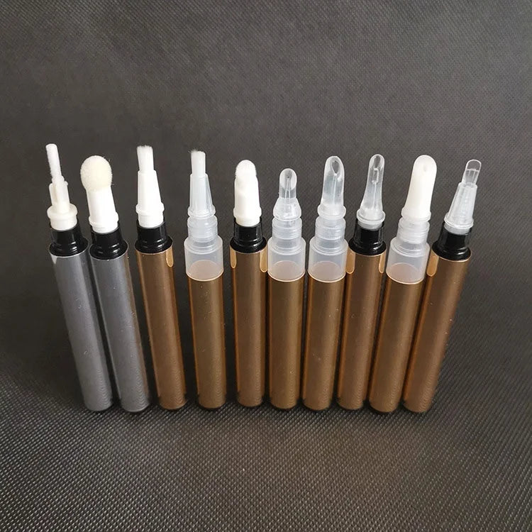 LZ Pack Stock 100pcs Aluminum Metal Silver Gold Round 3ml Click Lip Gloss Pen Teeth Whitening Pen Growth Serum Eyelash Tube