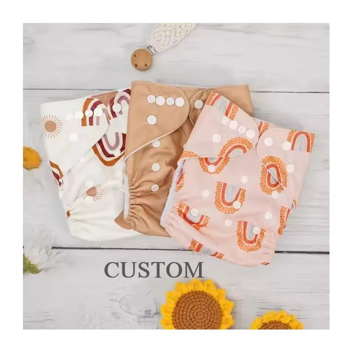 Happyflute Eco-friendly Baby Cloth Diapers Soft and Absorbent High Absorption PUL Material Fashion Print for Newborn Size