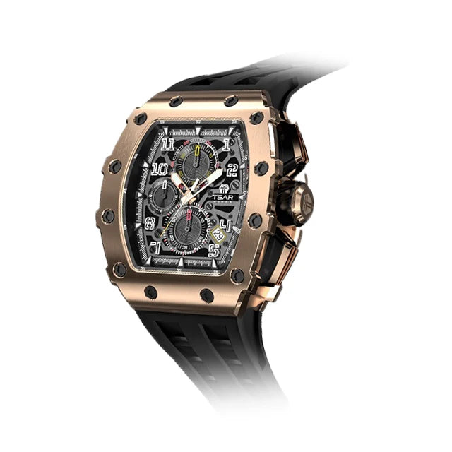 Luxury Men's Quartz Tonneau Seiko Chronograph Sapphire Crystal Dial 50M Waterproof Sports Fashion Business Stainless Steel Case