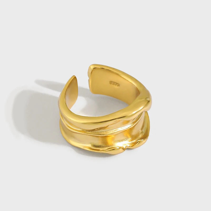 Multi Design 925 Sterling Silver Wholesale 18K Gold Plated Rings Minimalist Irregularly Silver Rings for Women