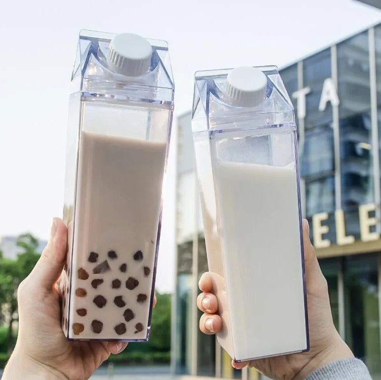 2025 Hot Sale Custom Rectangle Bottle Clear Household Juice Drinking Box Leakproof Plastic Giveaways Unisex Camp Plastic Milk