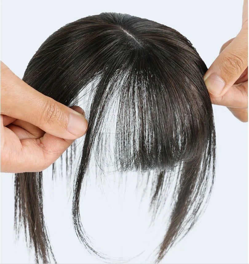 Base Hair 3D Air Bangs Human Nibbler Rotor Hair Extension LONGFOR Ndrill Plate Cutterable Wig Bangs Silk Wholesale 2 Color