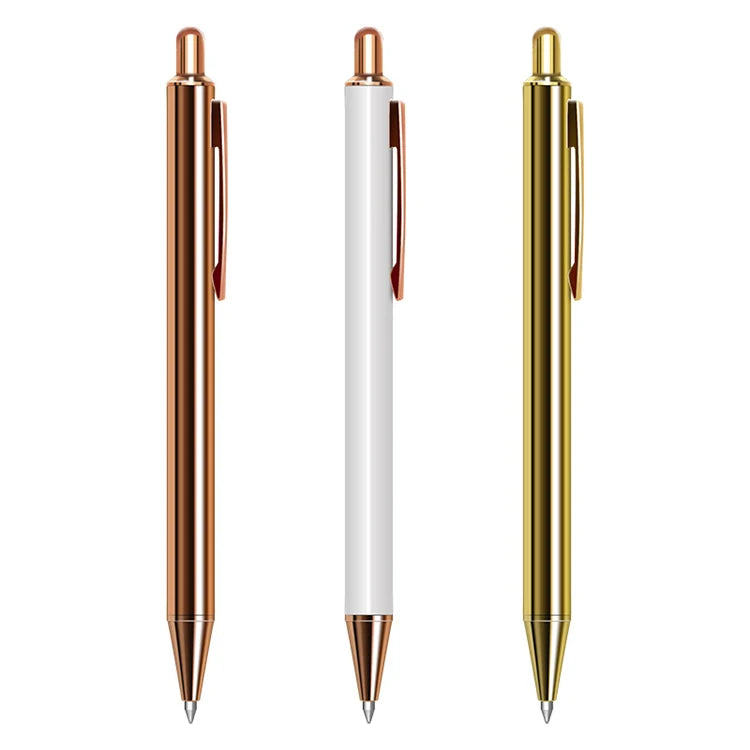 Best Selling Sports Promotion Gift Rose Gold Click Metal Ballpoint Pen Custom Logo Environment-protective Ink Silk Screen