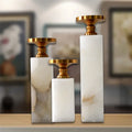 Top Quality Nordic Marble Candle Holder Custom Size White Marble Wedding Candlesticks Terrazzo Metal Glass Candle Holders