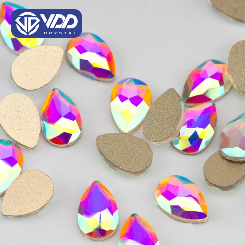VDD 4x6mm - SAB19 100Pcs Glass Shape Crystal Rhinestones Crystal AB Flatback Glitter Stones for DIY Crafts Nail Art Decorations
