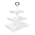 Creative Distressed Three Tier Tray White Wood Tiered Tray Metal Handle 3 Tier Wooden Tray
