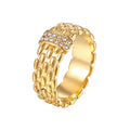 Fenyi Wholesale Men's and Women's Fashion Exquisite Zircon Stainless Steel Diamond 18K Gold-plated Non-oxidation Waterproof Ring
