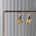 Moge Funky Two Tone Coffee Bean Ear Stud Simple Pig Nose Oval Ladies Korean Jewelry Huggie Earrings for Women Daily Wear