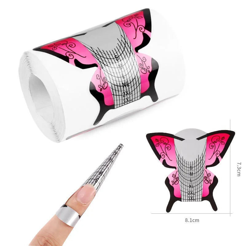 500PCS Builder French Acrylic Self-Adhesive UV Gel Nail Extension Form Tips Professional Nail Art Guide Tools Sticker NAT056