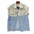 Wholesale of 2026 Spring Wear New Heavy Industry Diamond Studded Beads Loose and Slim Washed Denim Women's Vest