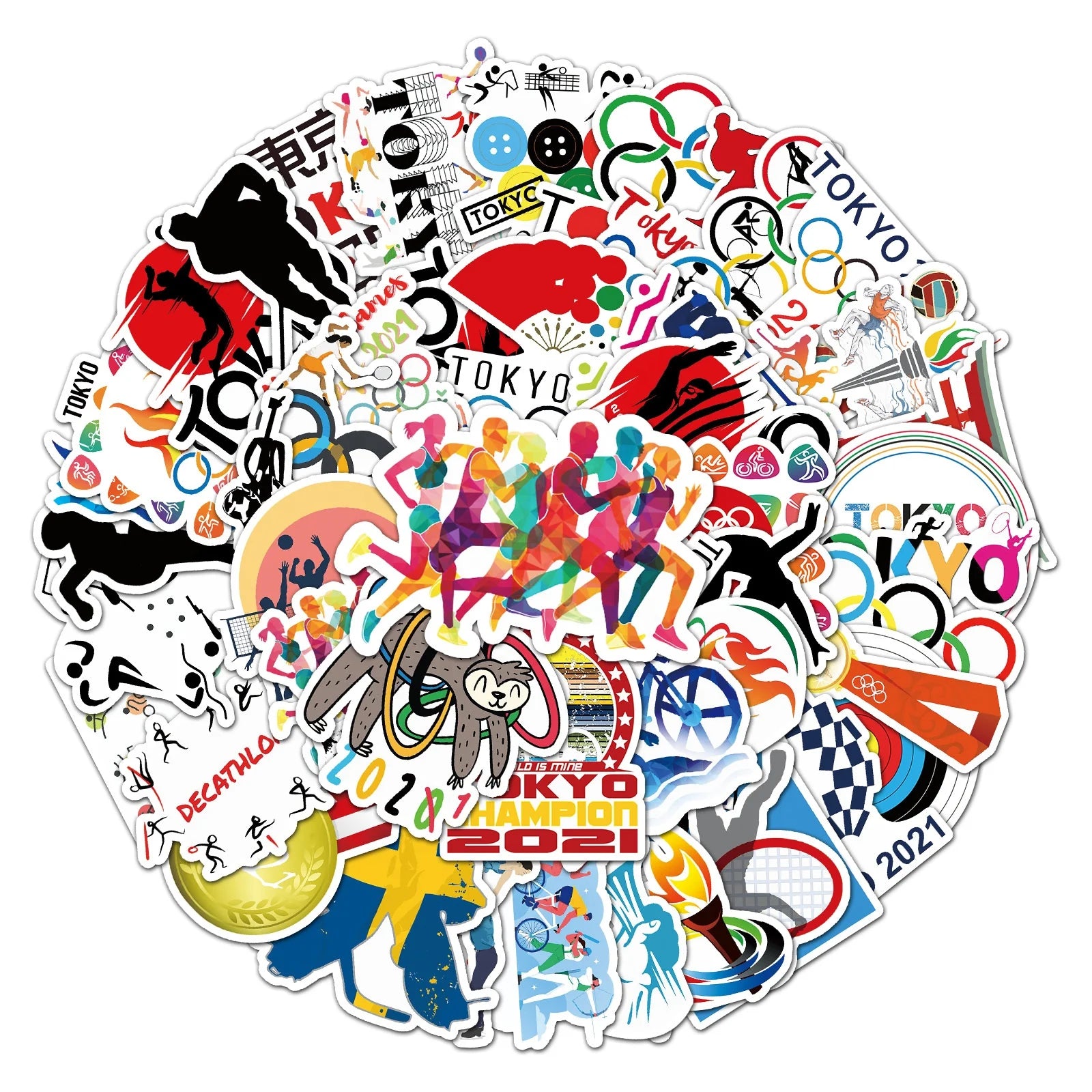 50Pcs Tokyo Sports Games Funny Graffiit Sticker for Children Learning Playing Diy Decor Paper Decals Stickers Label