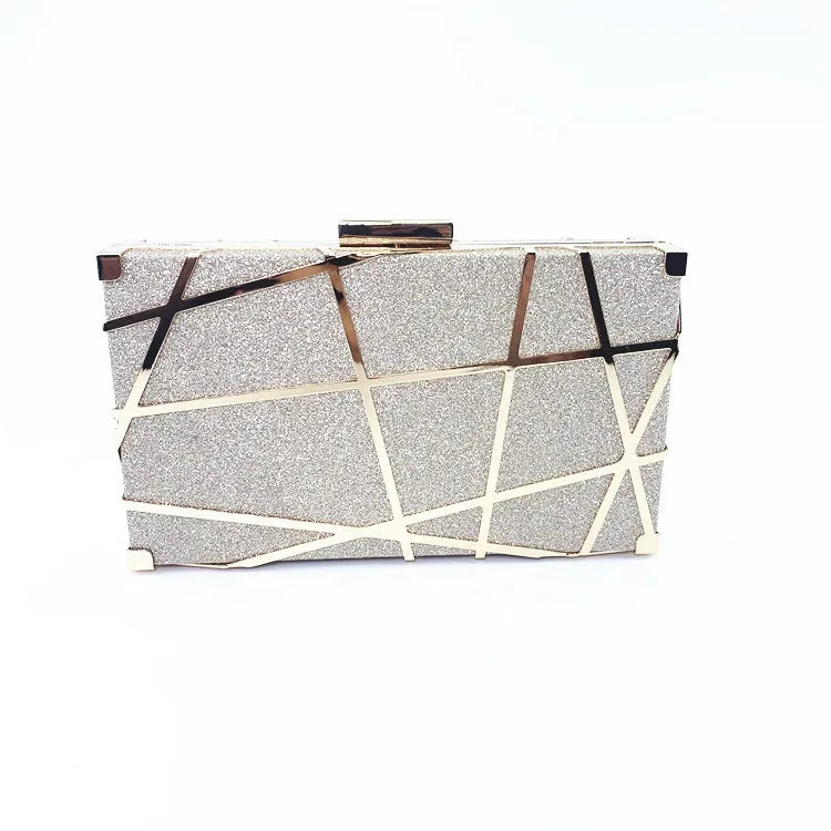 Evening Bags Women Luxury Metal Net Pattern Small Square Clutch Shoulder Bag Female Dinner Handbag