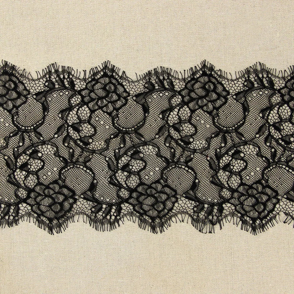 Hot Selling Floral Sewing Chantilly Lace Trimming Border Black LT2161B