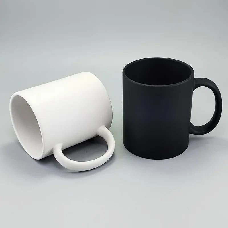 Promotion Black  Ceramic Coffee Mugs Advertising logo Customized 11oz Blank Water Cup with Sublimation Coat.