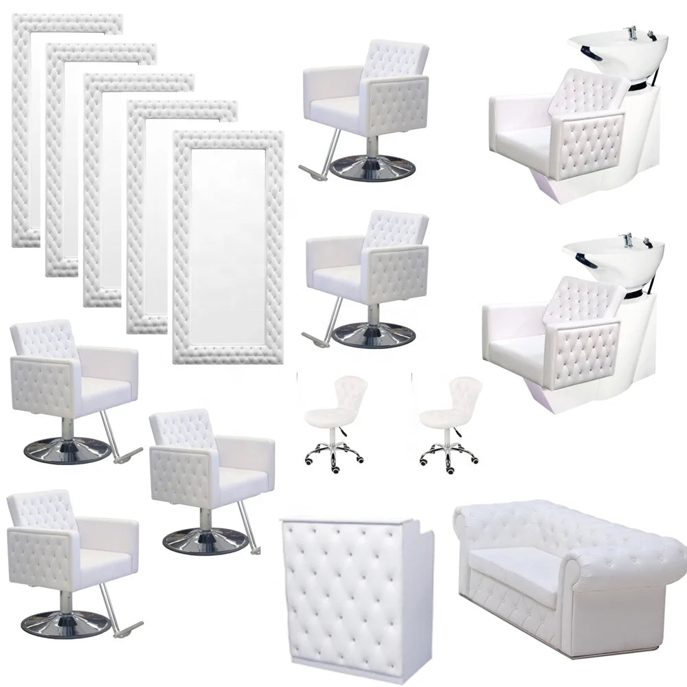 Whole Set Hair Salon Furniture Set Equipment White Salon Mirror