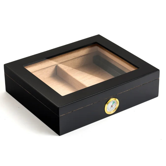 Modern Cedar Wood Portable Tube Cigar Humidor Box with Hygrometer and Humidifier Lacquer Technics