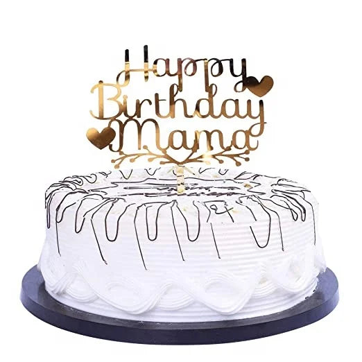 Acrylic Happy Birthday Mama Cake Topper Gold Mirror for Cake Decoration Party Supplies for Parties