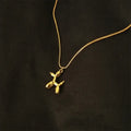 Cute Gold and Silver Color Contrast Fashion Animal Balloon Dog Necklace for Women Children Girls Punk Jewelry