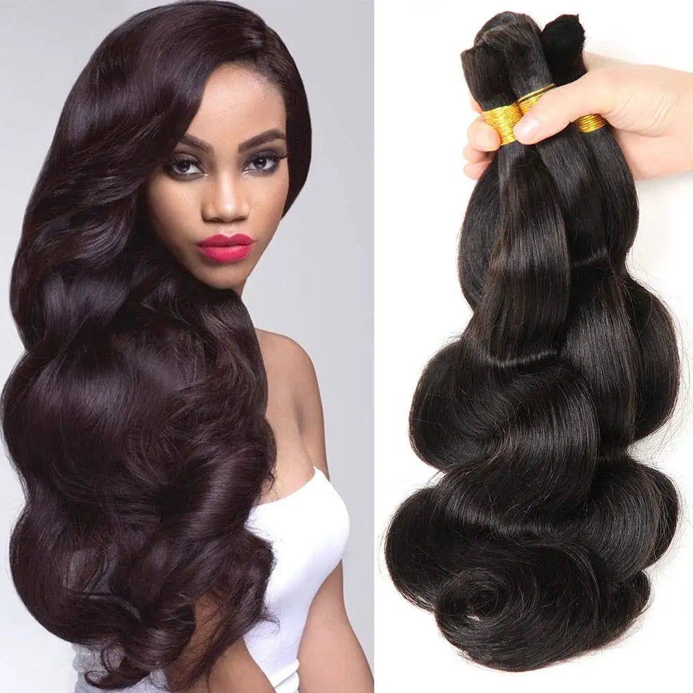 Brazilian Human Hair Bulk for Braiding Natural Black Body Wave Bulk Human Hair No Weft Remy Human Hair Weaving