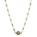 Turkish Evil Eye Thin Stainless Steel Pendant Necklace with Link Chain Religious Design for Wedding & Anniversary