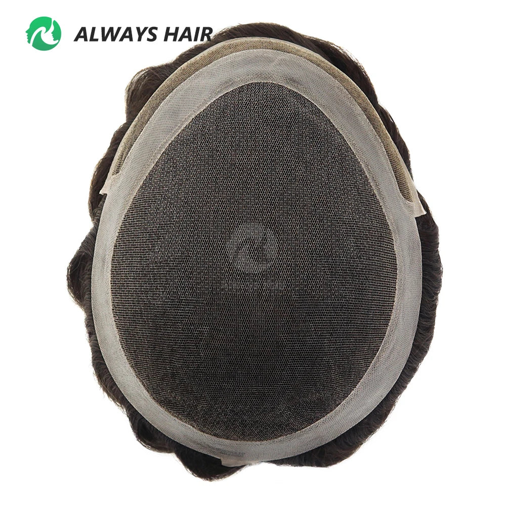 Nature Hairline Indian Hair Lace Front Natural Wave Mens Toupee with 130% Density