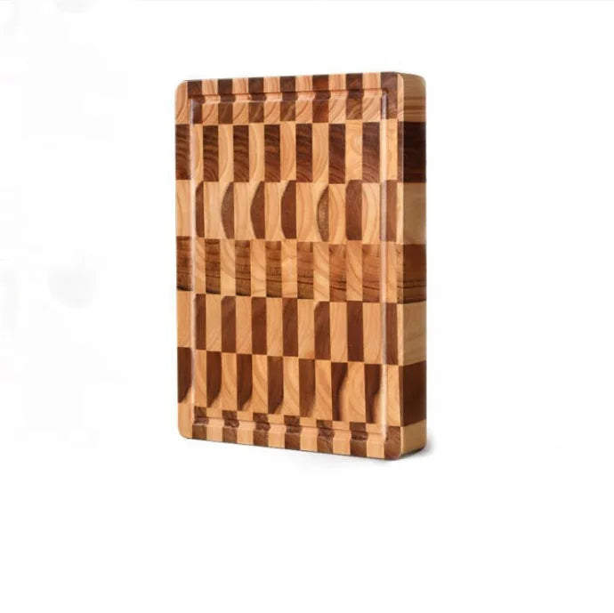 New Design Eco-friendly Solid Wood Kitchen Cutting Board Splicing Anti-Mildew Acacia Wood Checkerboard Chopping Board Serving