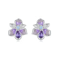 Gold Plated Iris Flower Earrings 925 Sterling Silver Dainty Opal Studs Flower Earrings for Women Birthday Gift for Girl BSE1152