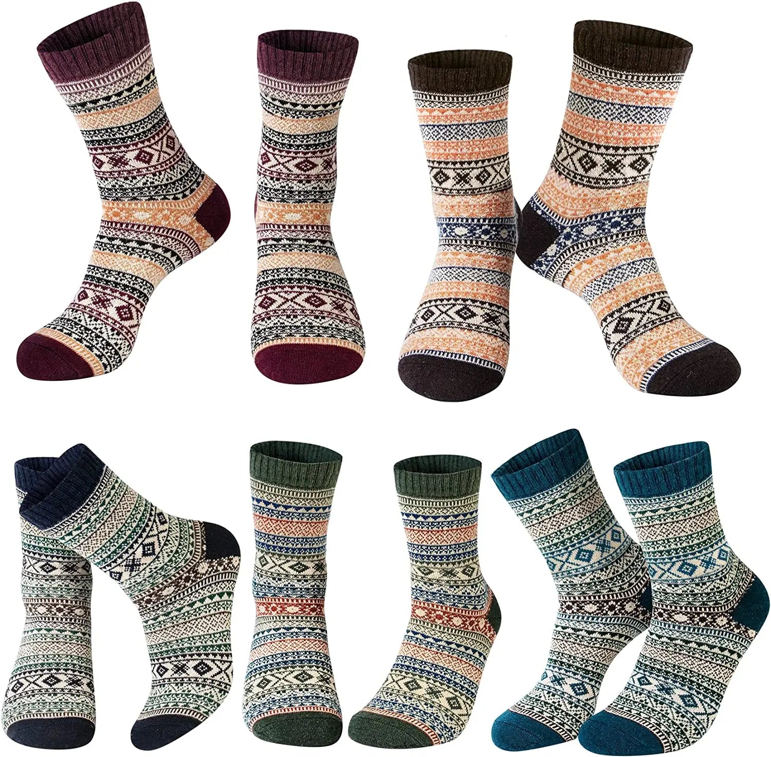 Thermal Socks for Winter Men Sock Thick Knit Winter Warm Cozy 5 Pack Wholesale Wool Thick Warm Winter Socks for Men