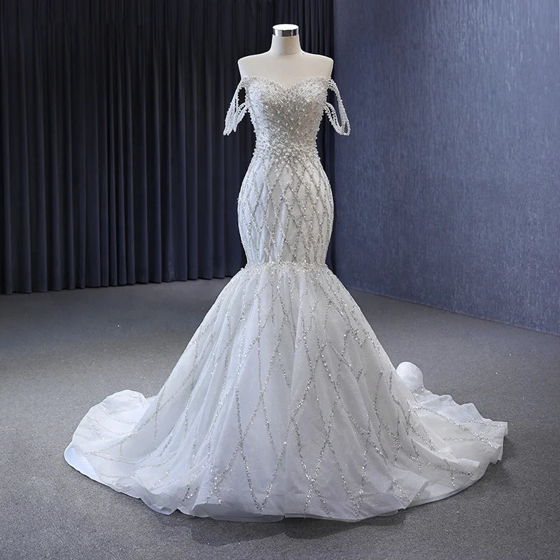 Jancember 222114 Modern Mermaid Off Shoulder Bridal Gown Wedding Dress