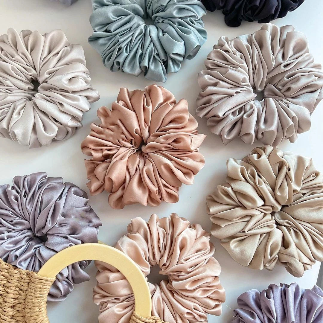 Muslim Scrunchies Hair Big Size Satin Crepe Scrunchies Sik Hair Oversized Hair Scrunchies