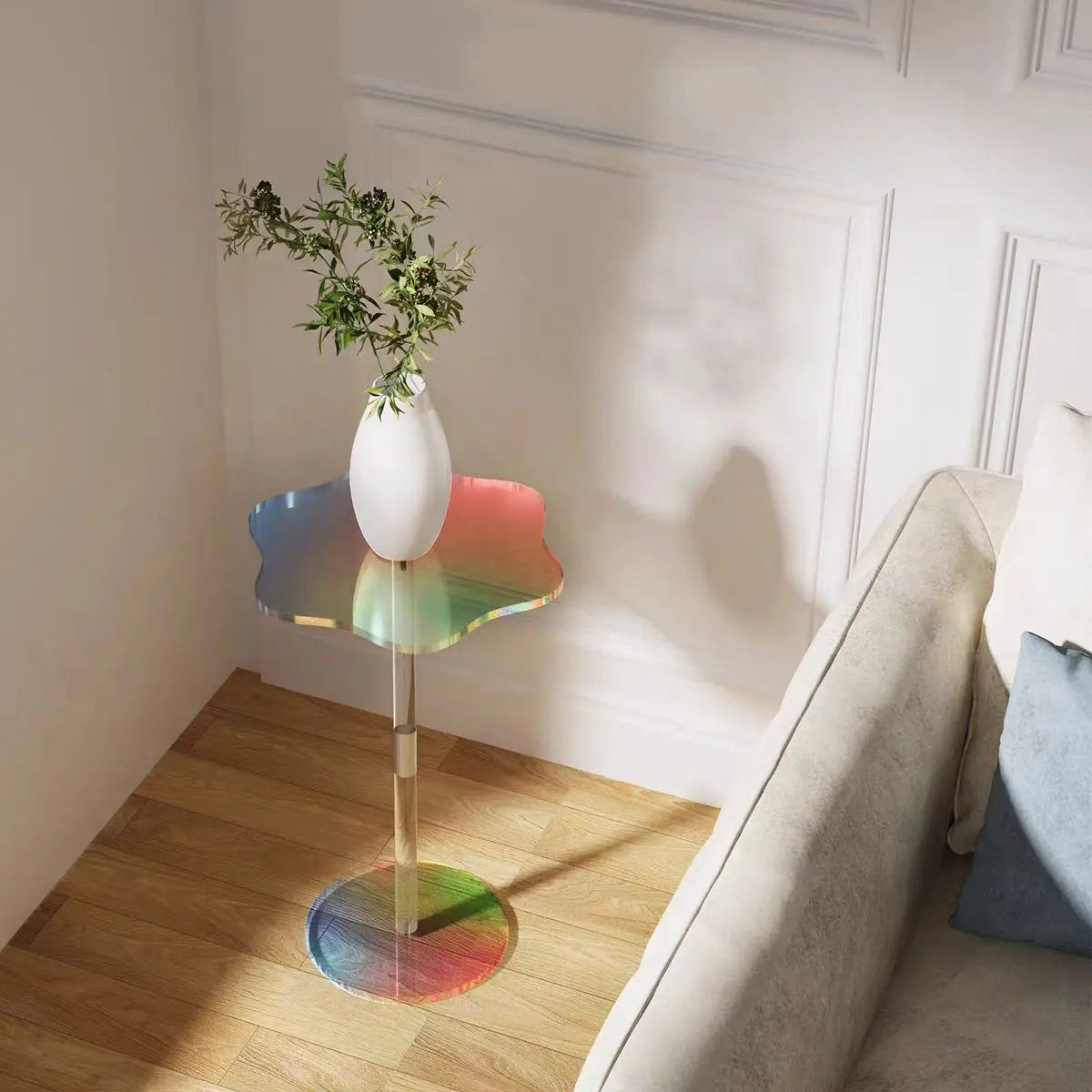 Colorful Acrylic Coffee Table Transparent Small Round Table Coffee Side Table