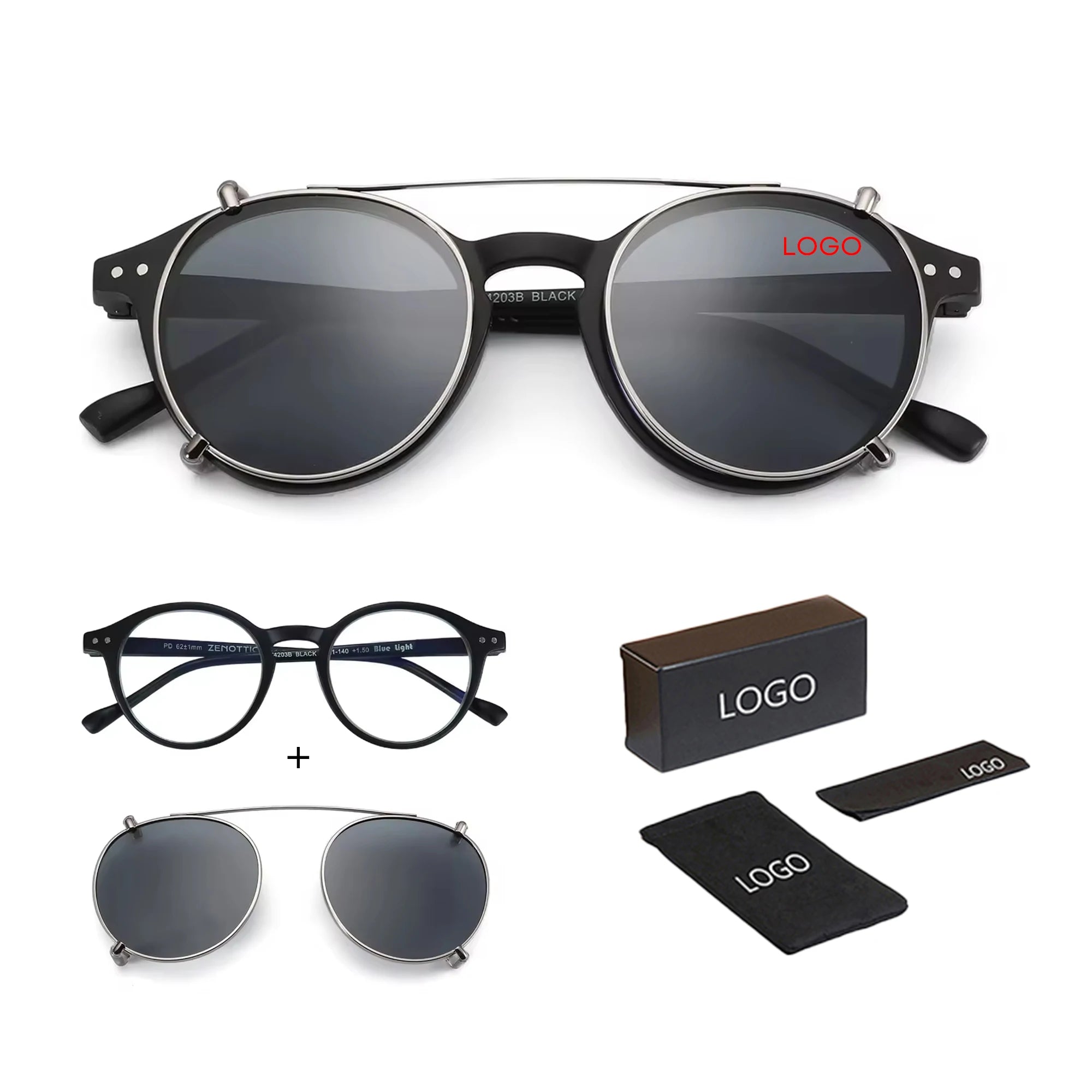 2025 Steampunk Circle Retro Round Anti Blue Light Polarized Sunglasses Metal Clips on UV400 Polarized Sunglasses for Man Woman