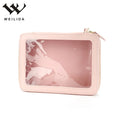 Women's TPU Fashion Makeup Case Eco-Friendly Large Storage Zipper Pouch Waterproof Portable Solid Color Compact Travel Cosmetic