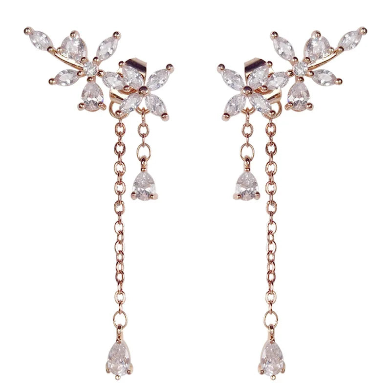 New Hot Fashion 925 Sterling Silver Flower Earrings for Women Girls Gift Fashion Statement Jewelry Korean Earrings