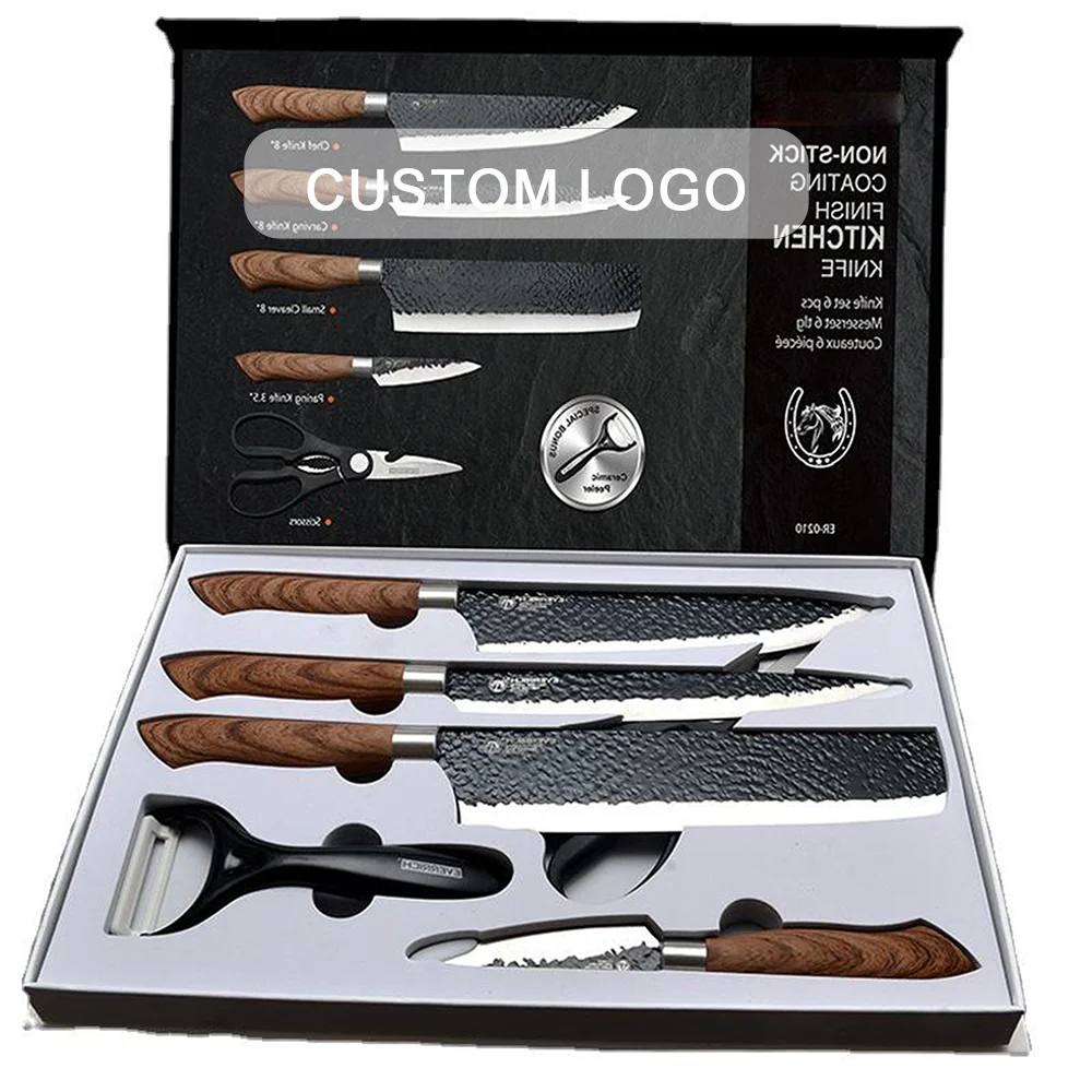 Factory Wholesale 6pcs Sets Kitchen Chef Knives Sets Modern 8 Inch Stainless Steel Knives Set With Gift Box for Kitchen