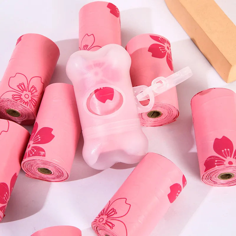 Pink Biodegradable Dog Poop Bags  Eco-Friendly Pet Waste Bags Durable Leak-Proof Design Compostable Trash Bags Roll