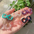 Boho Irregular Crystal Natural Stone Earring/Gravel Chip Stone Beaded Big Circle Hoop Drop Hook Earring for Women Girls