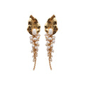 Wholesale Women's Real Gold Plated Freshwater Pearl Drop Earrings Gold Pearl Waterproof Shell Bridal or Gift Accessory