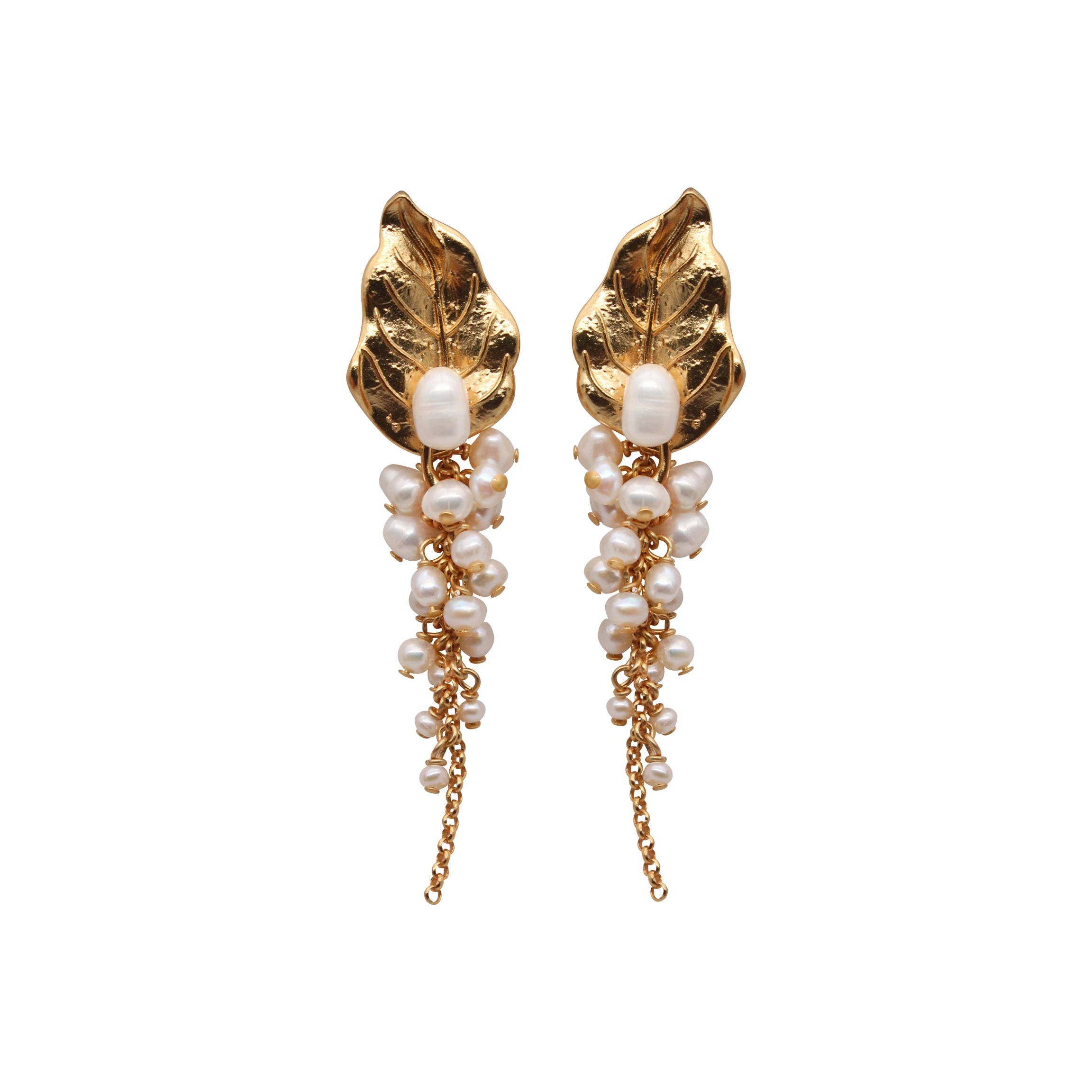 Wholesale Women's Real Gold Plated Freshwater Pearl Drop Earrings Gold Pearl Waterproof Shell Bridal or Gift Accessory