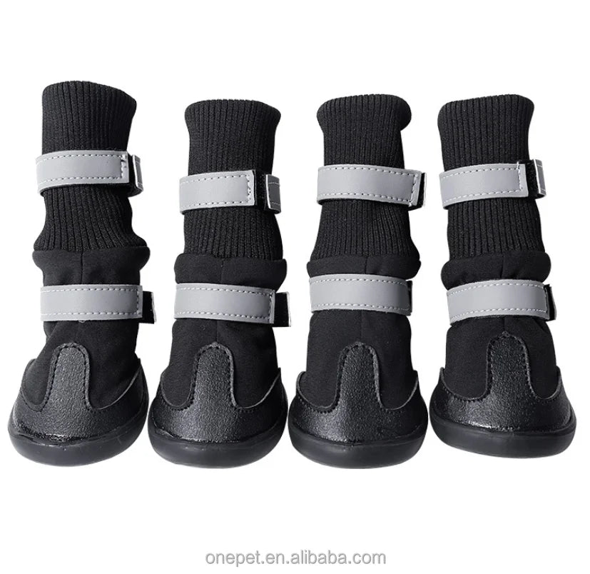 All-Weather Reflective Rubber Dog Boots Luxury Classic Long-legged Pet Snow Shoes Waterproof Big Dog Booties