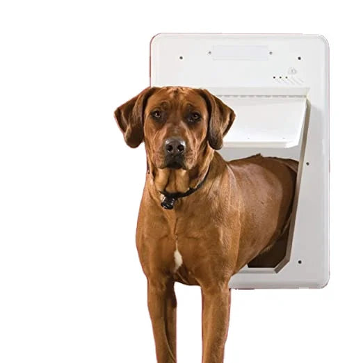 Kingtale White Electronic Smartdoor Collar Activated Dog and Cat Door Small to Large Pets Pet House Solid Pet Gates Sisal + Wood