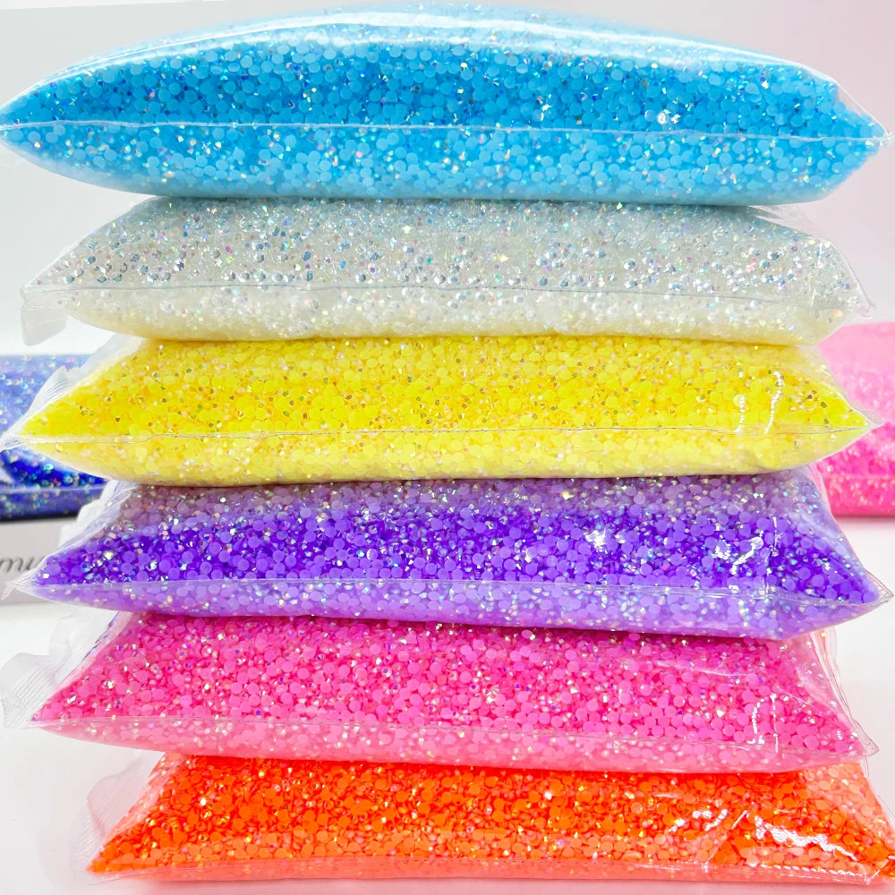 Wholesale 2mm-6mm Non Hot Fix Flatback Jelly AB Resin Rhinestones Loose Resin Rhinestones for Bags Nail Art DIY Bulk