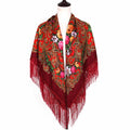 Authentic Russian Pavlovo Posad Shawl Scarf Cotton Fringe Wrap for Autumn Square Style