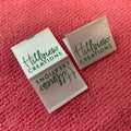 Standard Size Printing Double logo Scrunchy Labelloop Fold Brand logo Satin Scrunchy Tags